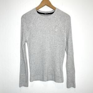 Hollister Muscle Fit Ribbed Pullover Long Sleeve Shirt Mens Small Gray